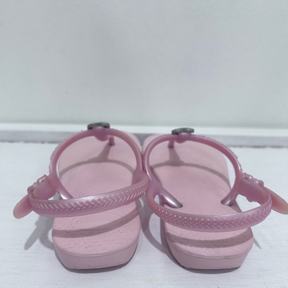 Havaianas Girl Toddler Pink T-Strap Flip Flop Sandals with Heart Detail‎ Size 6 - Picture 5 of 10